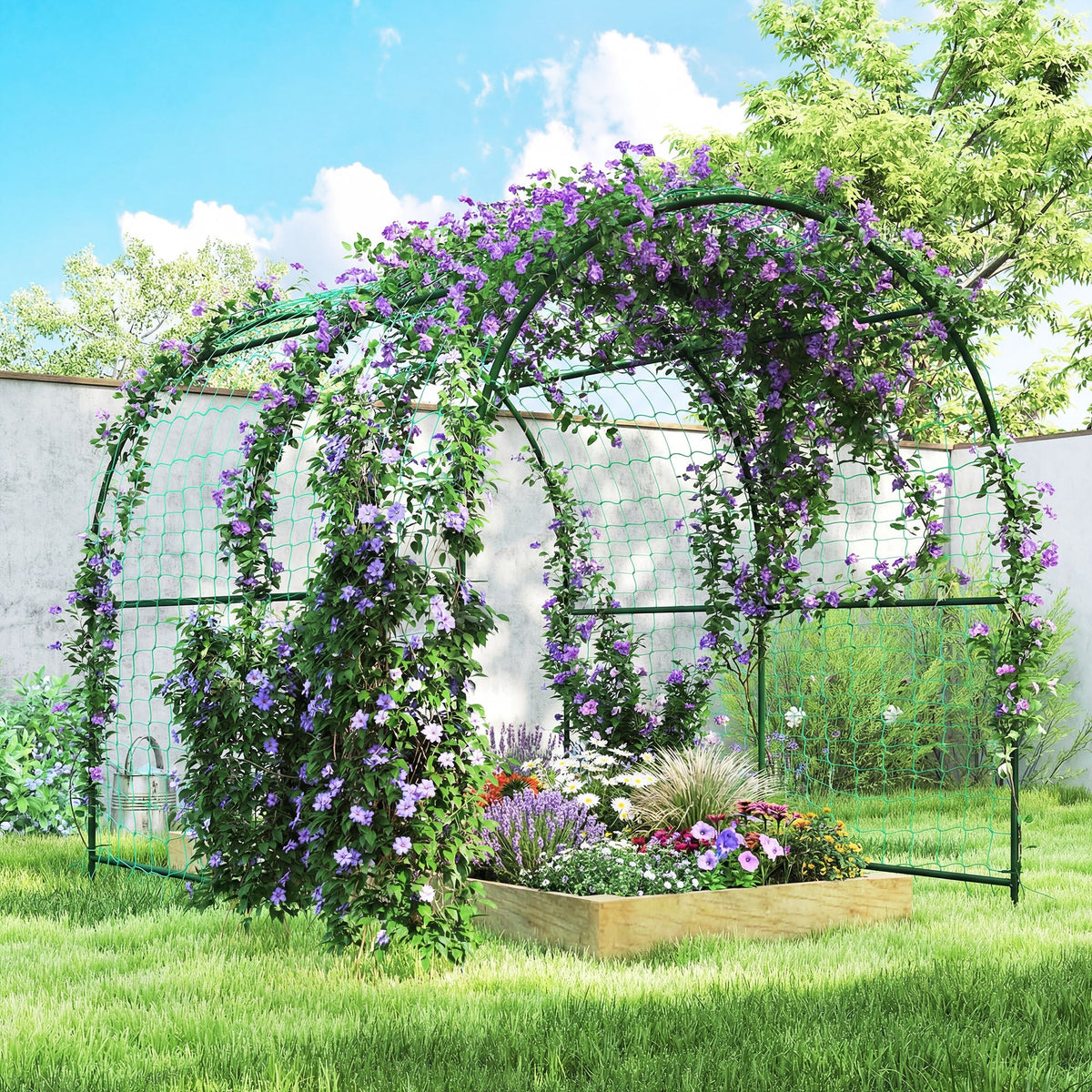 7.1FT Garden Arch Trellis with Climbing Net for Outdoor Plants — product view 4