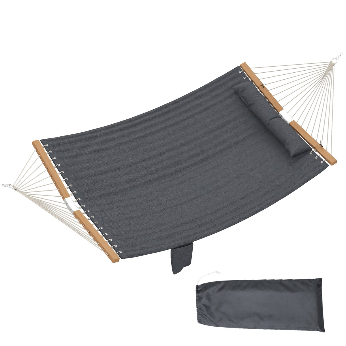 200 x 140 cm Double Hammock with Pillow and Pad, Grey — product view 1