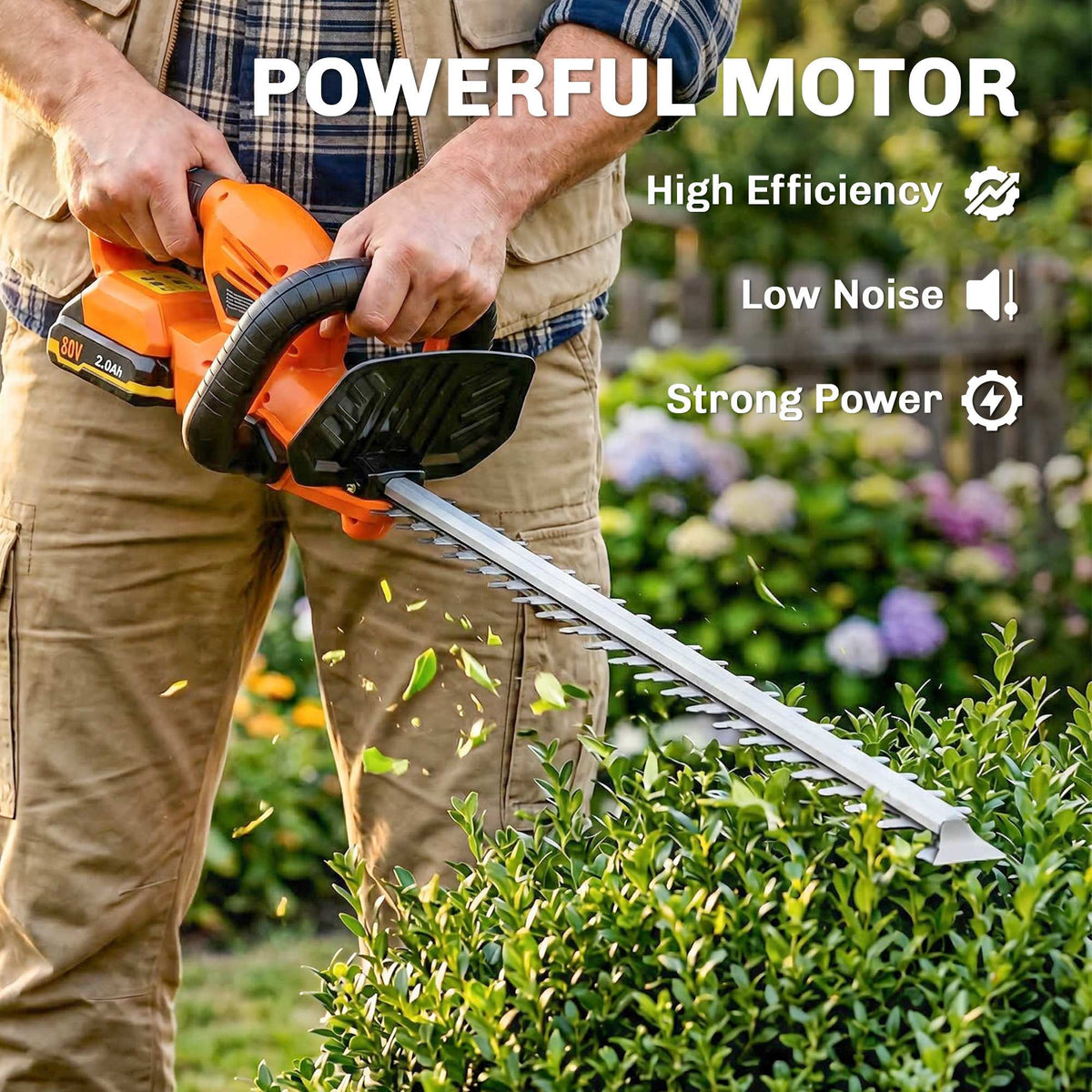 20" Cordless Hedge Trimmer with Battery and Charger, Orange — product view 6
