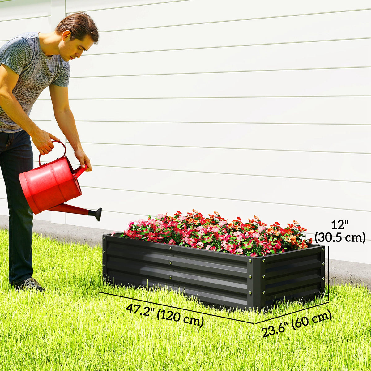 4' x 2' x 1' Galvanized Raised Garden Bed for Vegetables, Black — product view 5