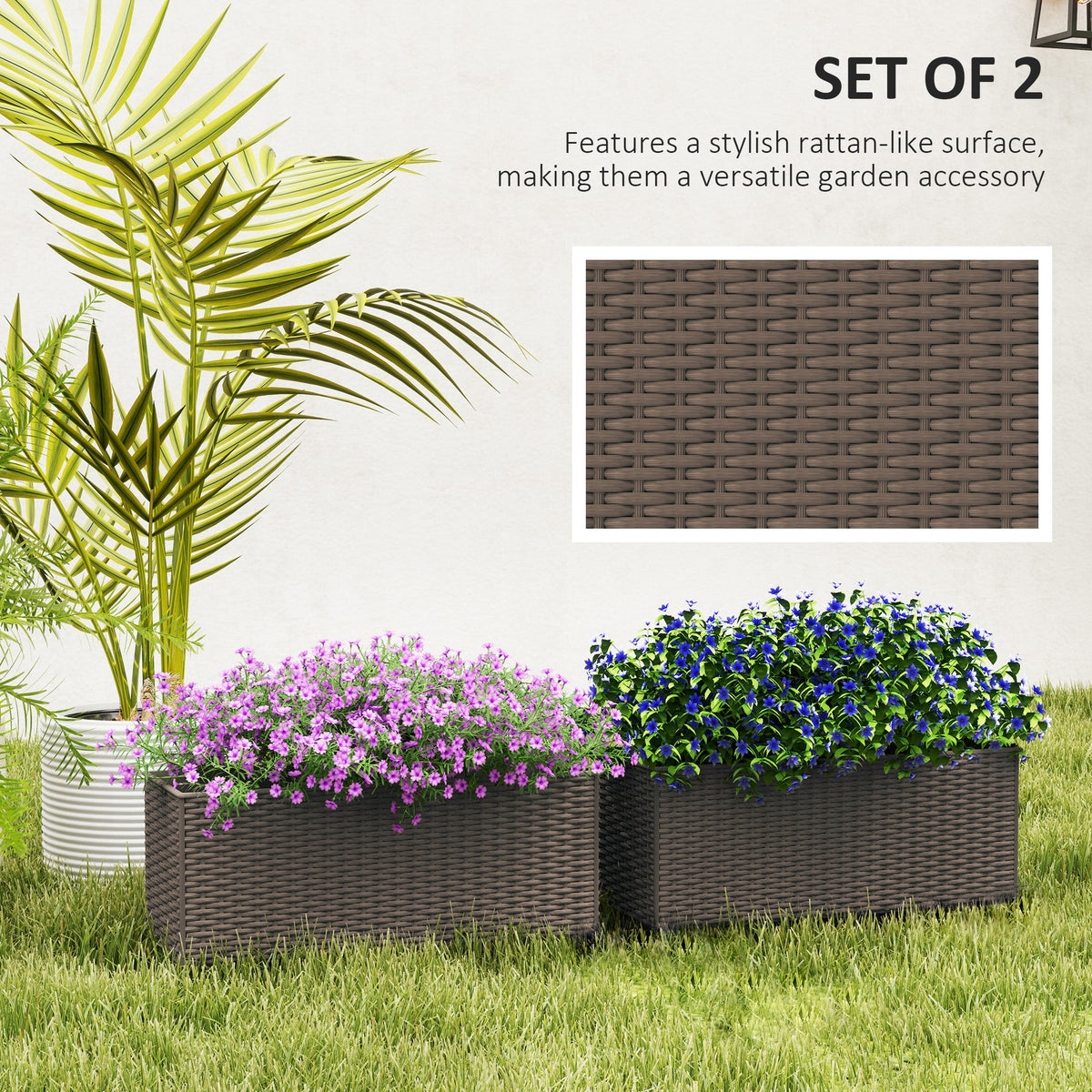 2 Pack 20" Railing Planter Boxes with Hooks and Drainage, Brown — product view 6