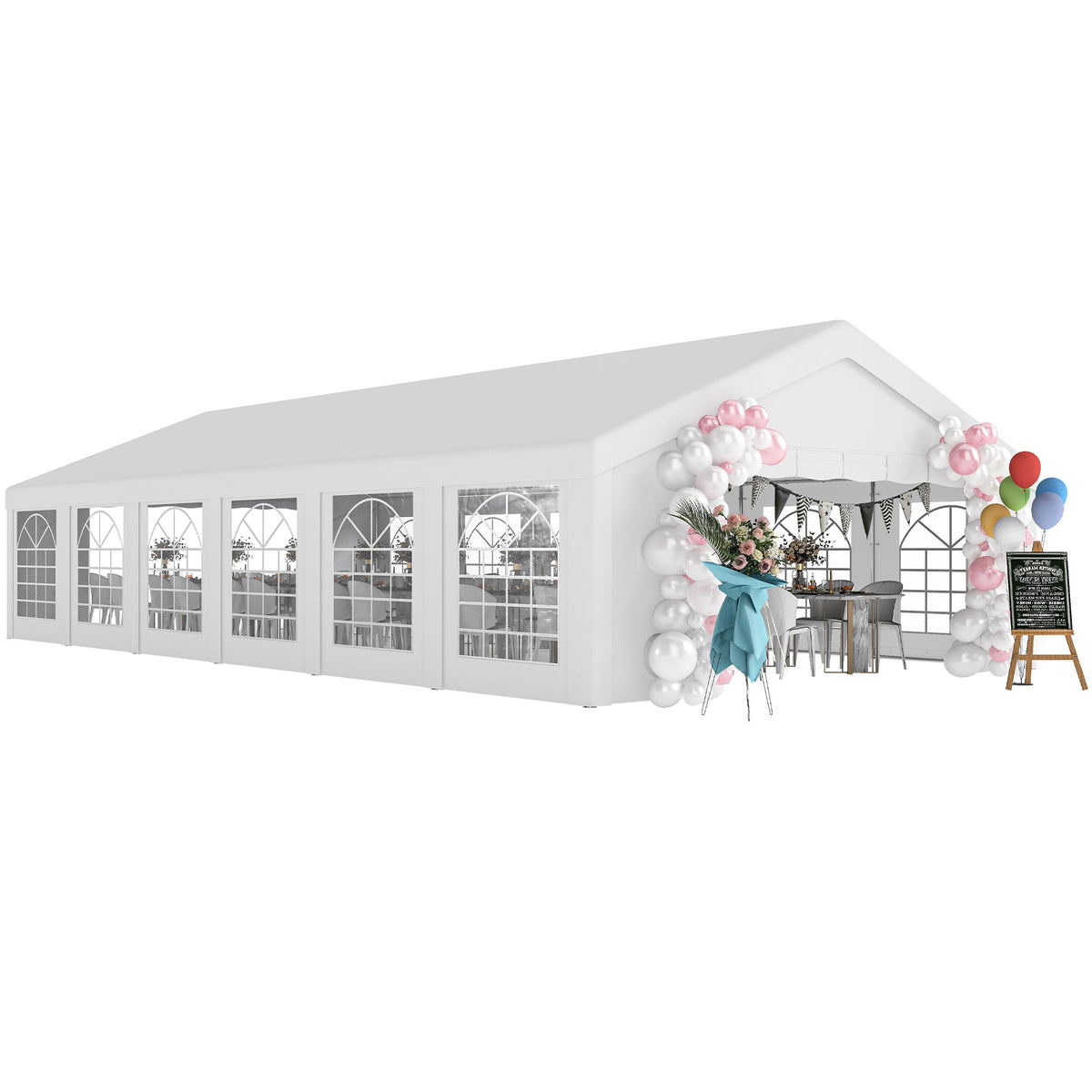 20' x 40' Heavy Duty Party Tent and Carport with 12 Sidewalls, White — product view 1