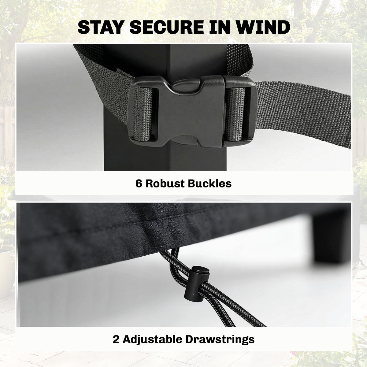 V-Shaped Garden Furniture Cover with Air Vent, 216 x 216 cm, Black — product view 7
