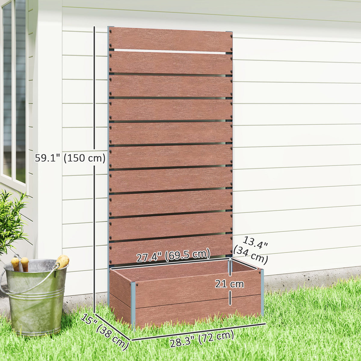 28" x 15" x 59" Raised Garden Bed with Trellis, Light Brown — product view 5