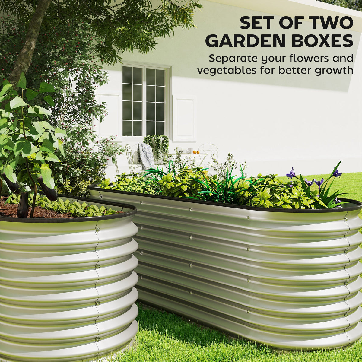 2pcs 6 x 2 x 2 ft Galvanized Raised Garden Beds, Silver — product view 6