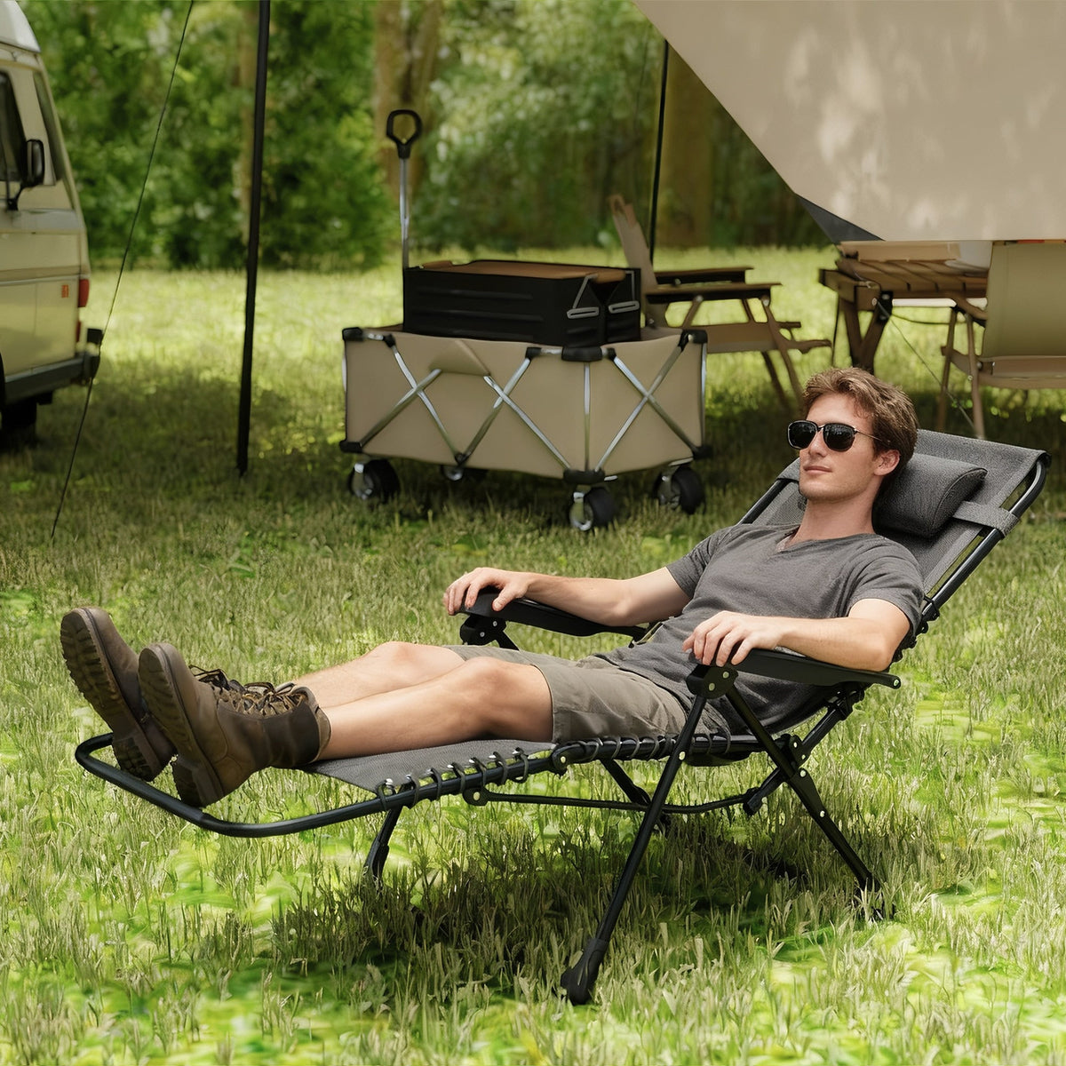Zero Gravity Chair with 5-Position Backrest and Headrest, Black — product view 4