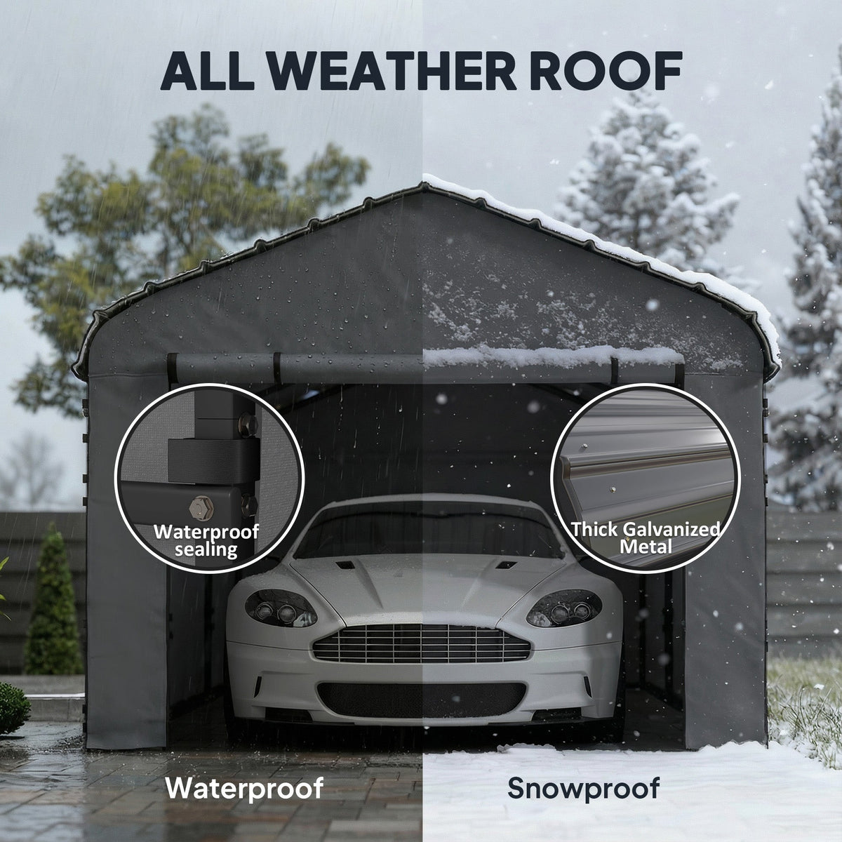 Onward 12' x 20' Heavy Duty Metal Carport with Galvanized Roof & Removable Sidewalls — product view 6