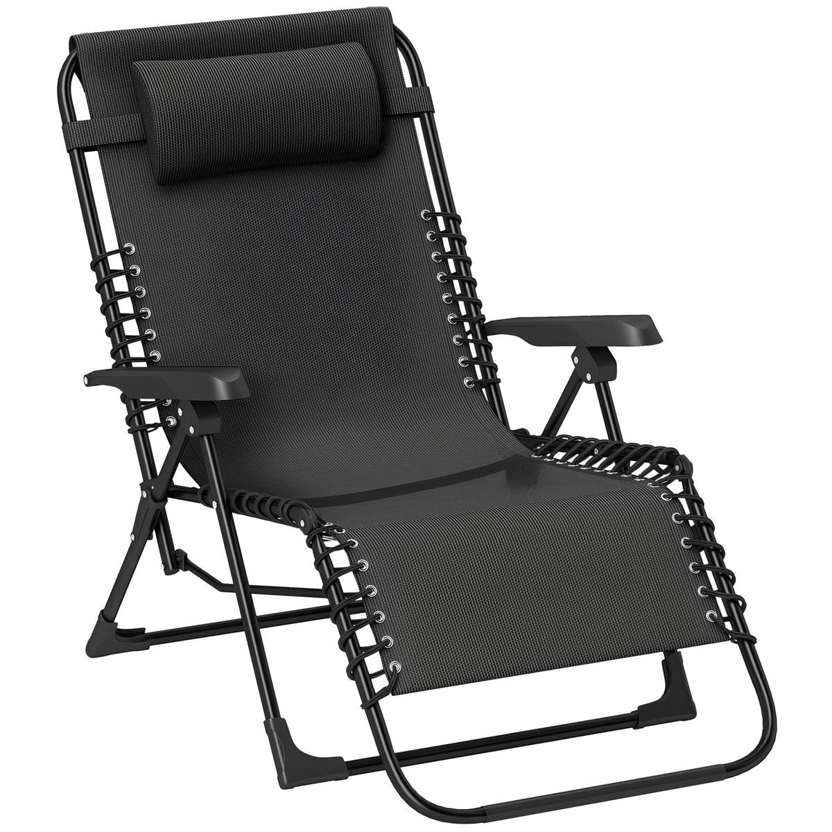 Zero Gravity Chair with 5-Position Backrest and Headrest, Black — product view 1