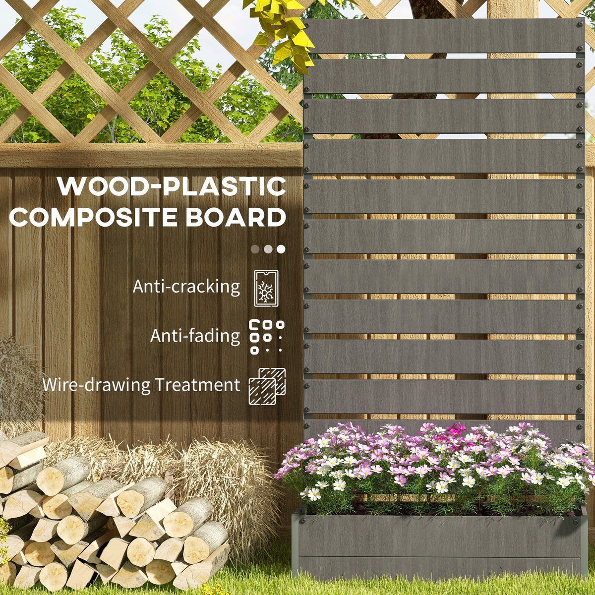 35.6" x 15" x 70.9" Raised Garden Bed with Trellis, Dark Grey — product view 7