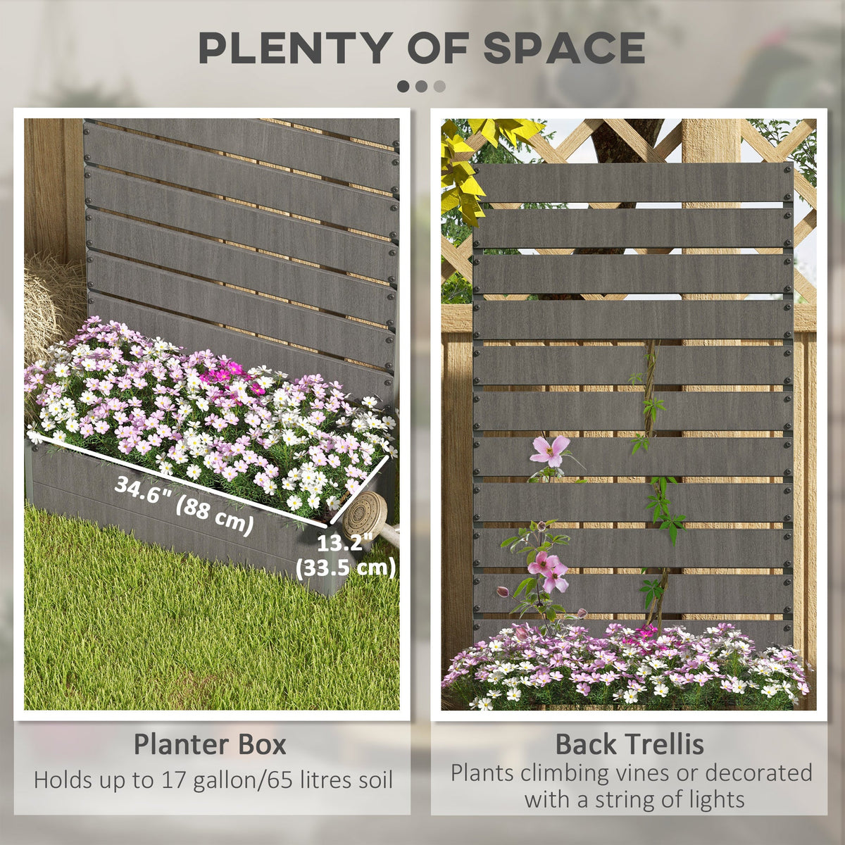35.6" x 15" x 70.9" Raised Garden Bed with Trellis, Dark Grey — product view 6