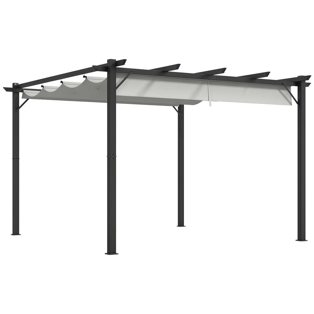 3 x 3m Pergola with Retractable Roof & Aluminium Frame, Light Grey — product view 1