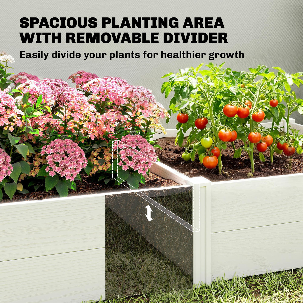 6.5 x 3 x 1ft Vinyl Raised Garden Bed with Divider, White — product view 7