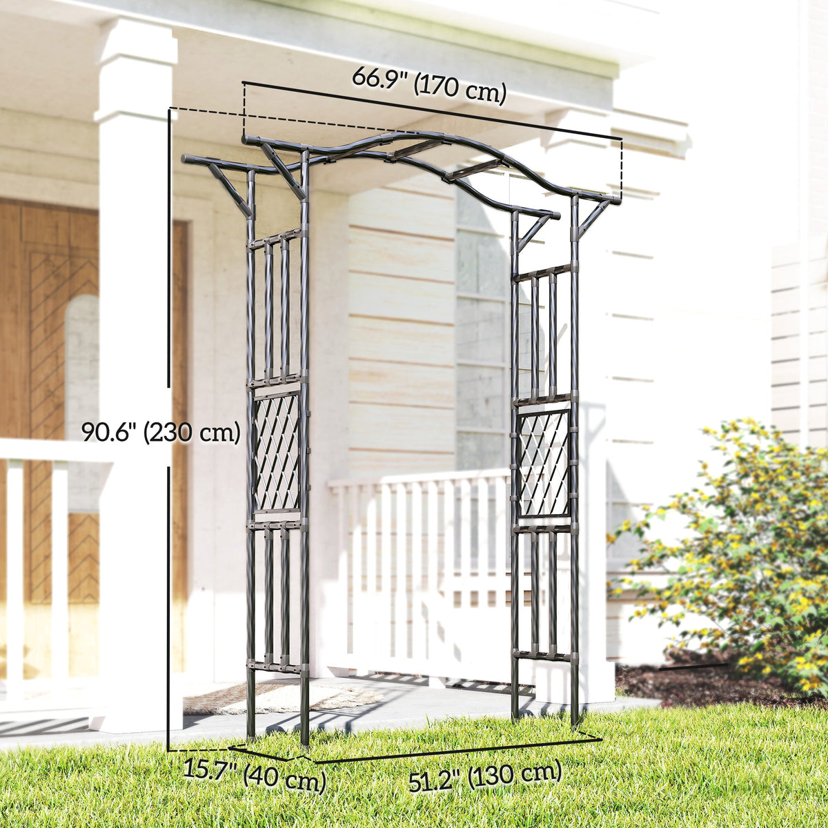 7.5ft Garden Arch with Extended Top for Climbing Plants, Black — product view 5