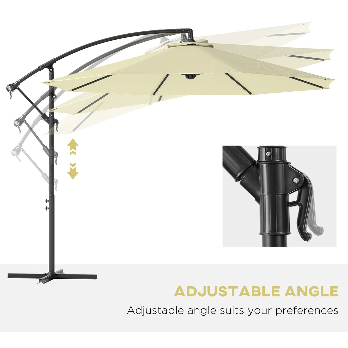 10' Deluxe Patio Umbrella with Crank and Cross Base, Beige — product view 7