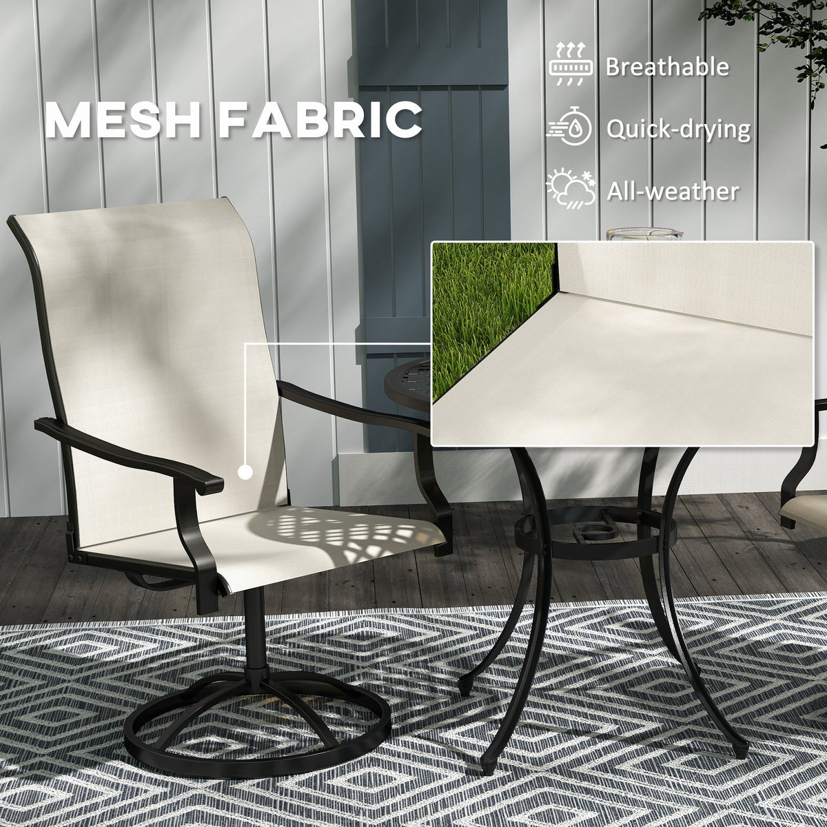 2-Piece Outdoor Patio Swivel Chairs, Beige — product view 7