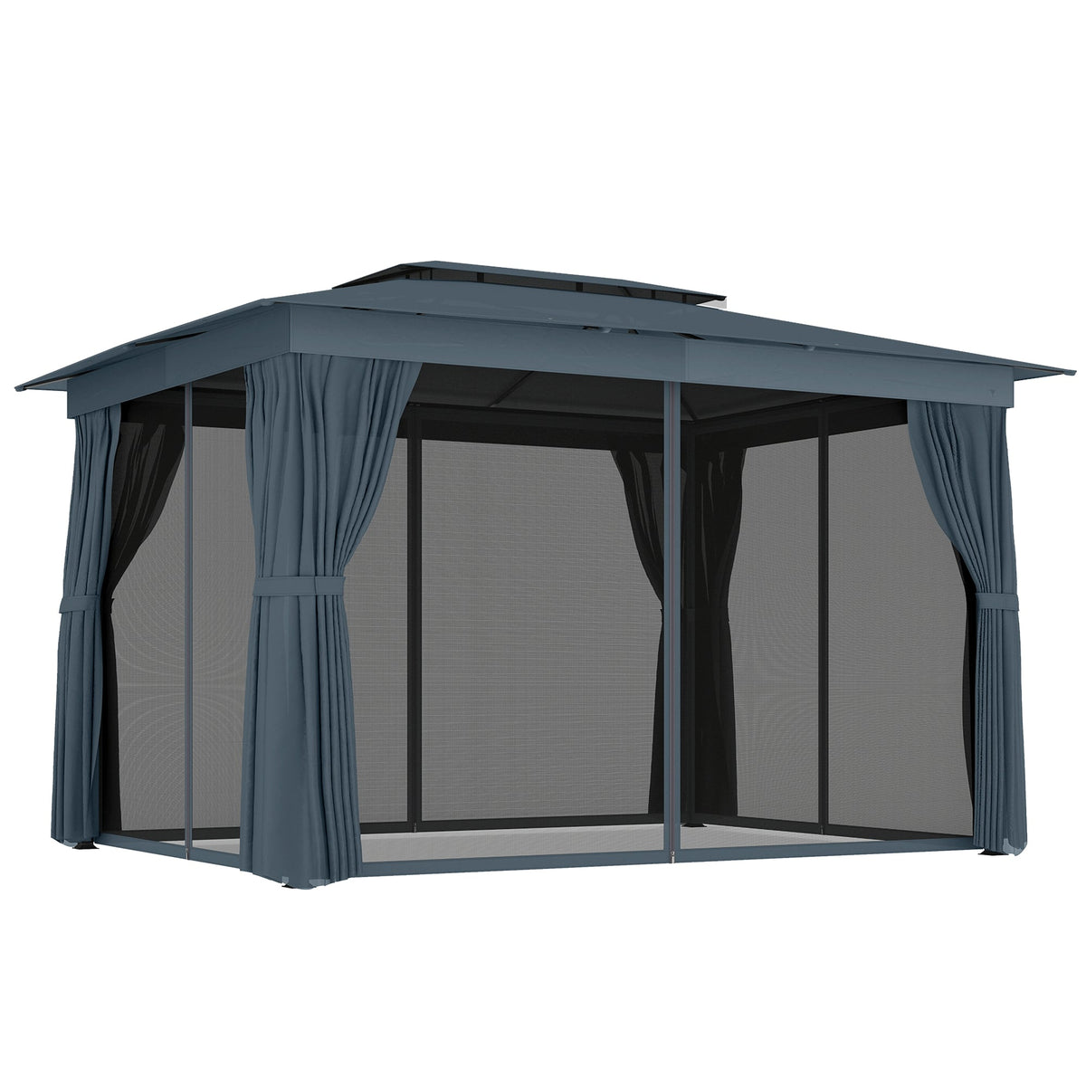10' x 12' Soft Top Gazebo Canopy Shelter with Double Roof, UPF30+ Protection for Lawn, Backyard, Deck, Blue — product view 1
