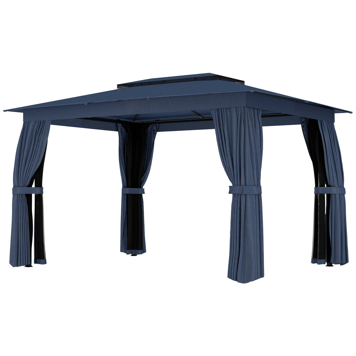 10' x 12' Soft Top Gazebo Canopy Shelter with Double Roof, UPF30+ Protection for Lawn, Backyard, Deck, Blue — product view 2