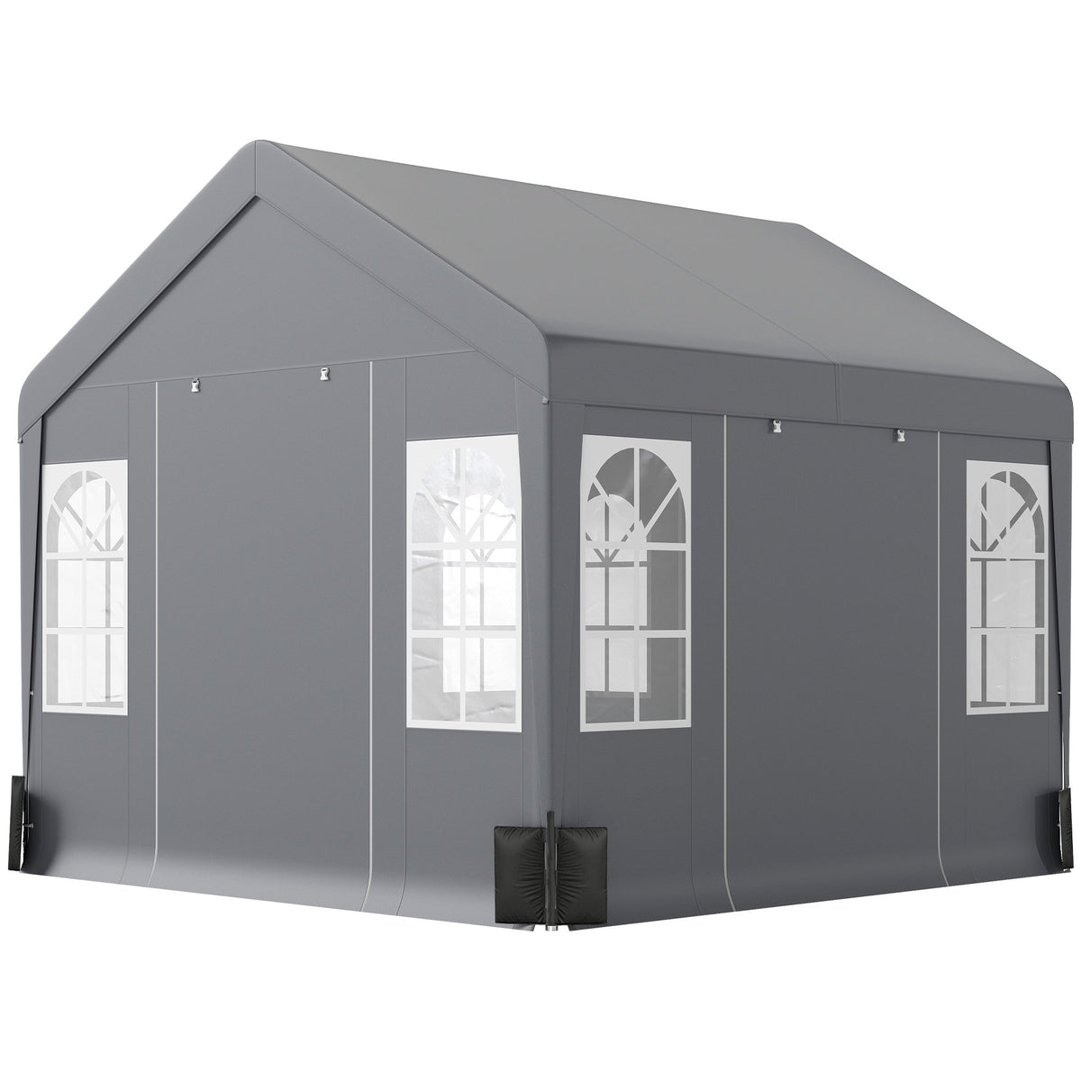 3 x 3 m Heavy Duty Garden Gazebo with Sides, Windows & 4 Weight Bags, Grey — product view 2