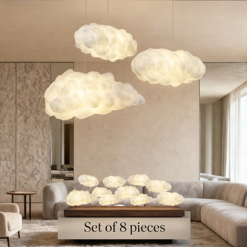 Cloud Pendant Light Modern 3D Design Fabric LED Ceiling Bedroom Living Room — Single to Sets of 8 — product view 5
