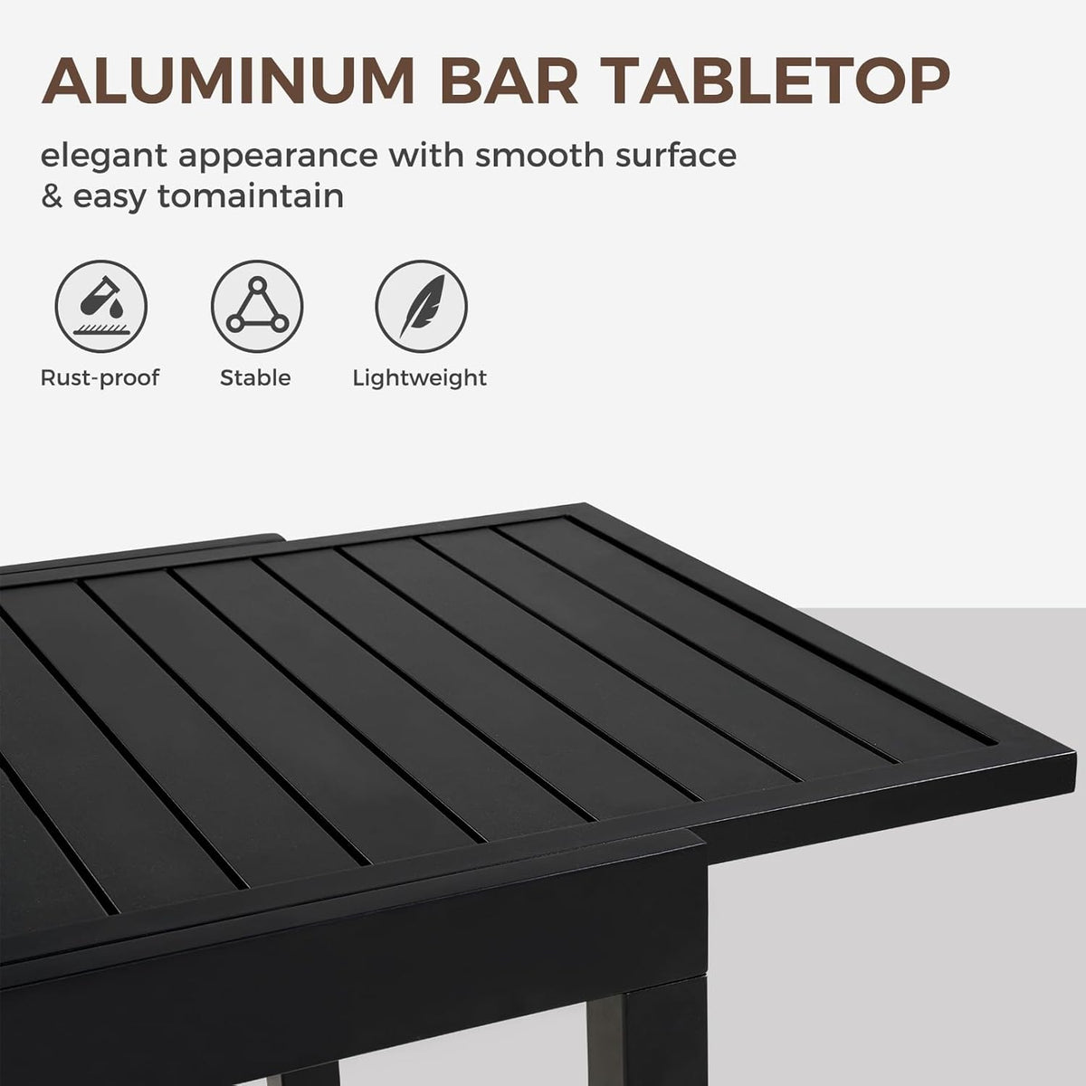 LOUNGE YARD Expandable Patio Dining Table for 4-6 Person, 39.5-79" Aluminum Metal Rectangle Outdoor Dining Table — product view 3