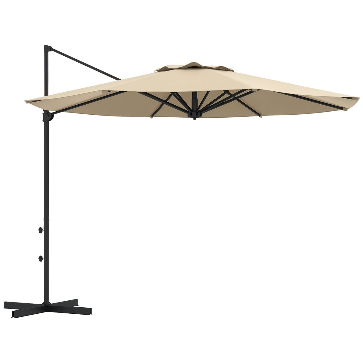 10ft Cantilever Patio Umbrella with 360° Rotation and Tilt, Khaki — product view 1