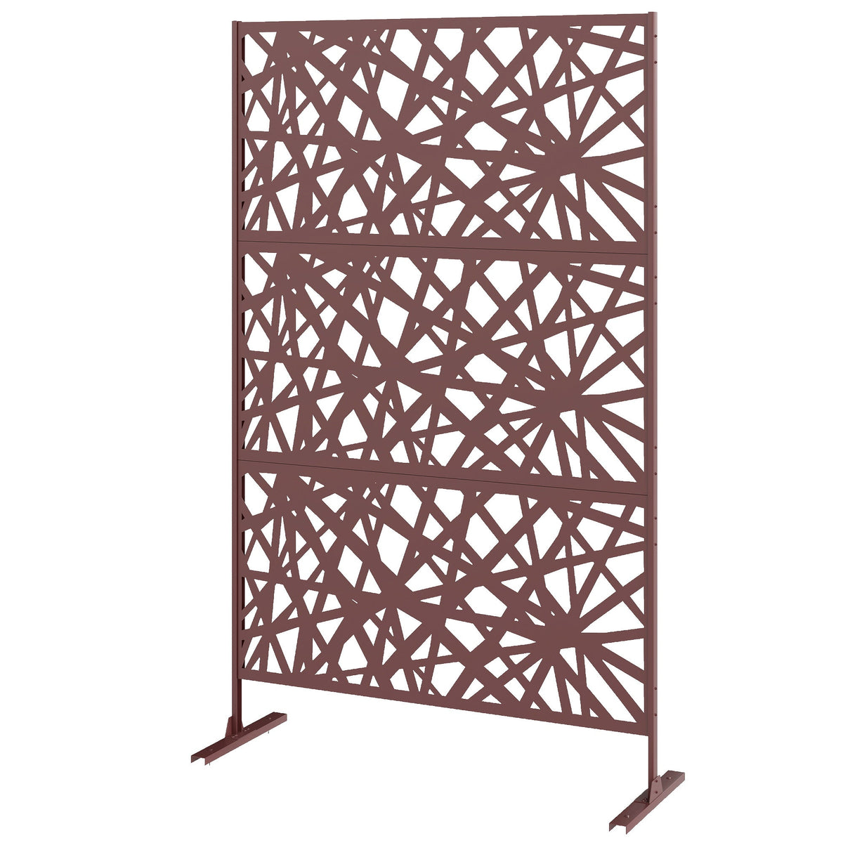78" x 48" Metal Outdoor Privacy Screen, Labyrinth Design, Dark Brown — product view 2