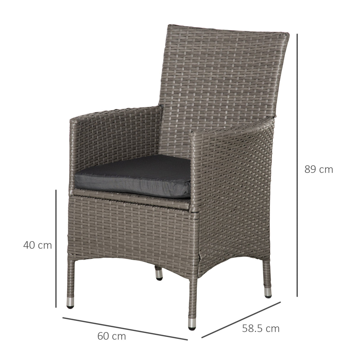 2 Piece PE Rattan Dining Chair Set with Cushions & High Back, Grey — product view 5