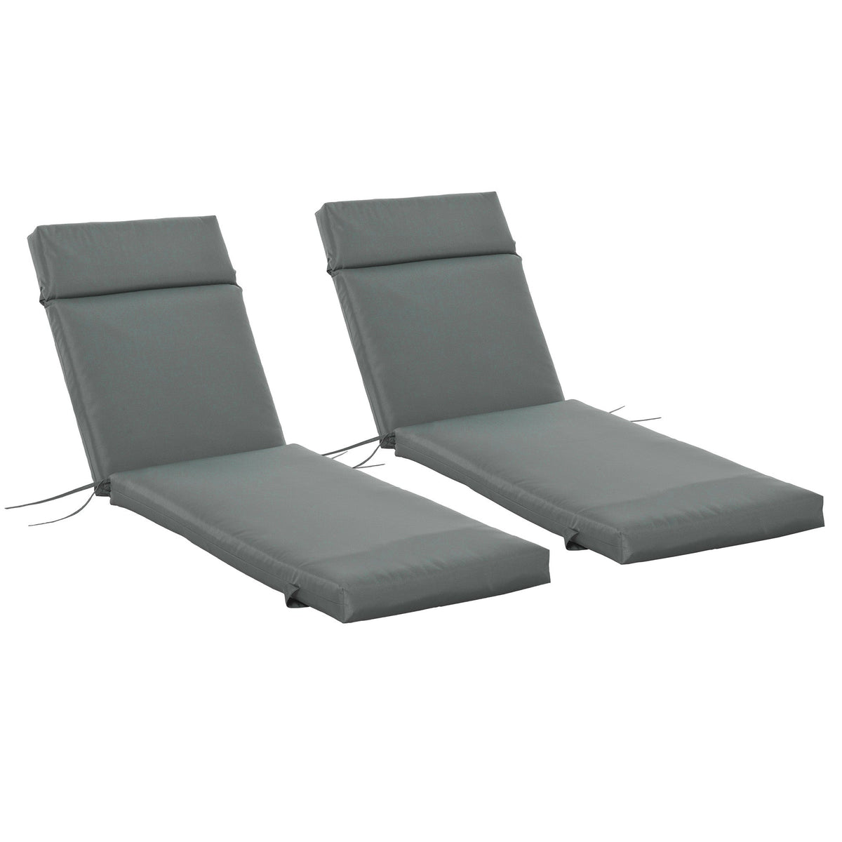 Set of 2 Outdoor Lounge Chair Cushions, 77.2" x 21.7", Dark Grey — product view 2