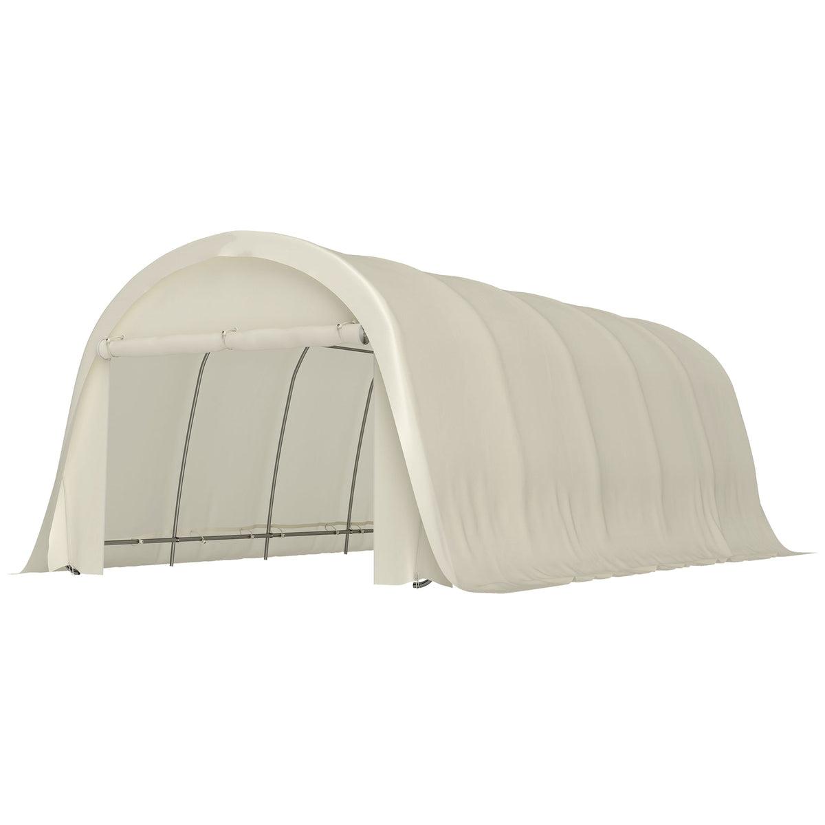 12' x 23.6' Heavy Duty Carport with Roll-Up Door, Beige — product view 2