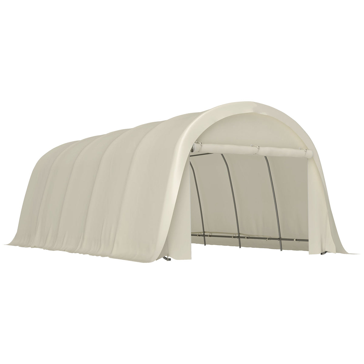12' x 23.6' Heavy Duty Carport with Roll-Up Door, Beige — product view 1