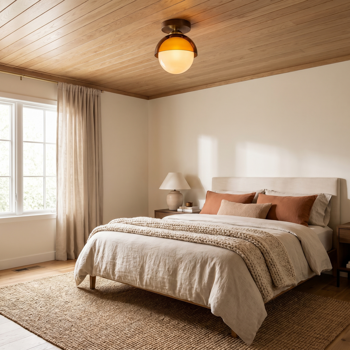 Afterglow Amber Dome Ceiling Light, Walnut — product view 3