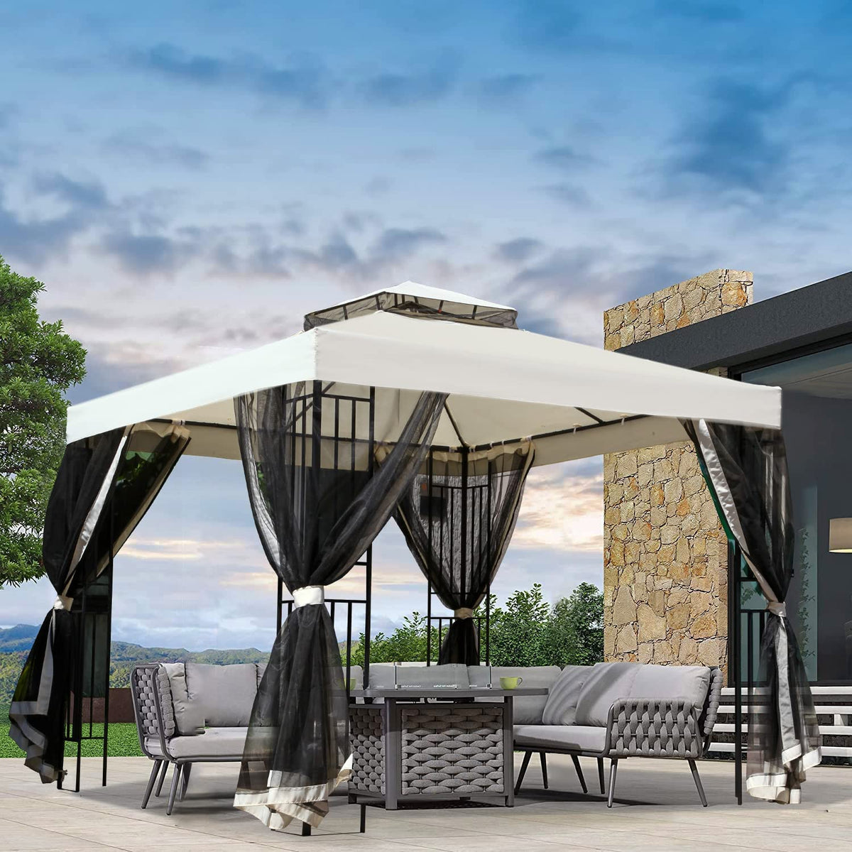 LOUNGE YARD Replacement Canopy Top for 10x10 FT Outdoor Gazebo,Double Tier Polyester Canopy Top — product view 2