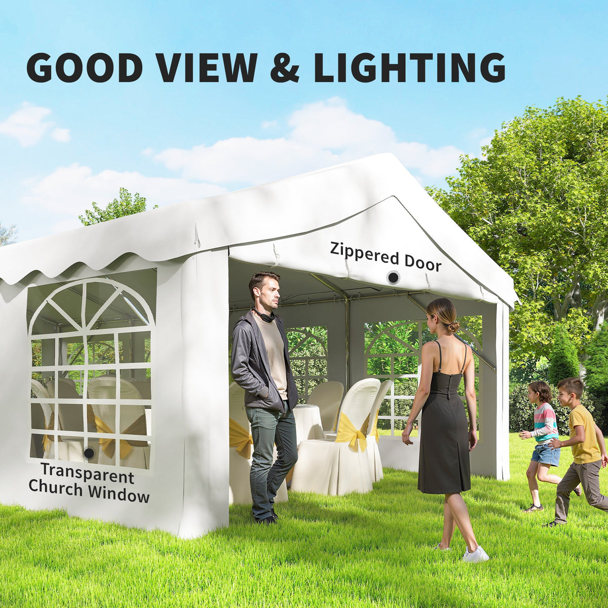 13' x 26' Heavy Duty Party Tent and Carport with Sidewalls, White — product view 7