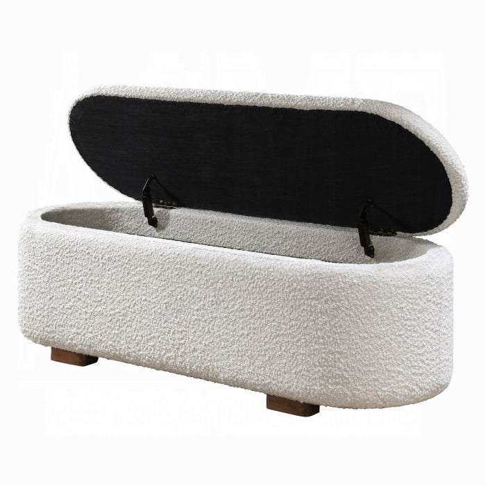 Sandro Beige Boucle Fabric Padded Lift-Top Oval Storage Bedroom Bench – BD02652 — product view 2
