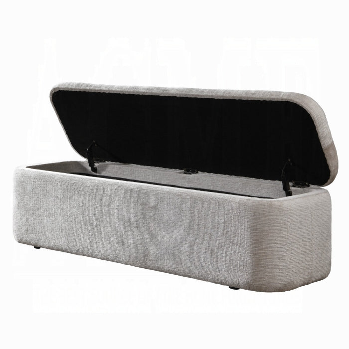 Orane Grey Linen Fabric Padded Bedroom Bench – BD02654 — product view 2