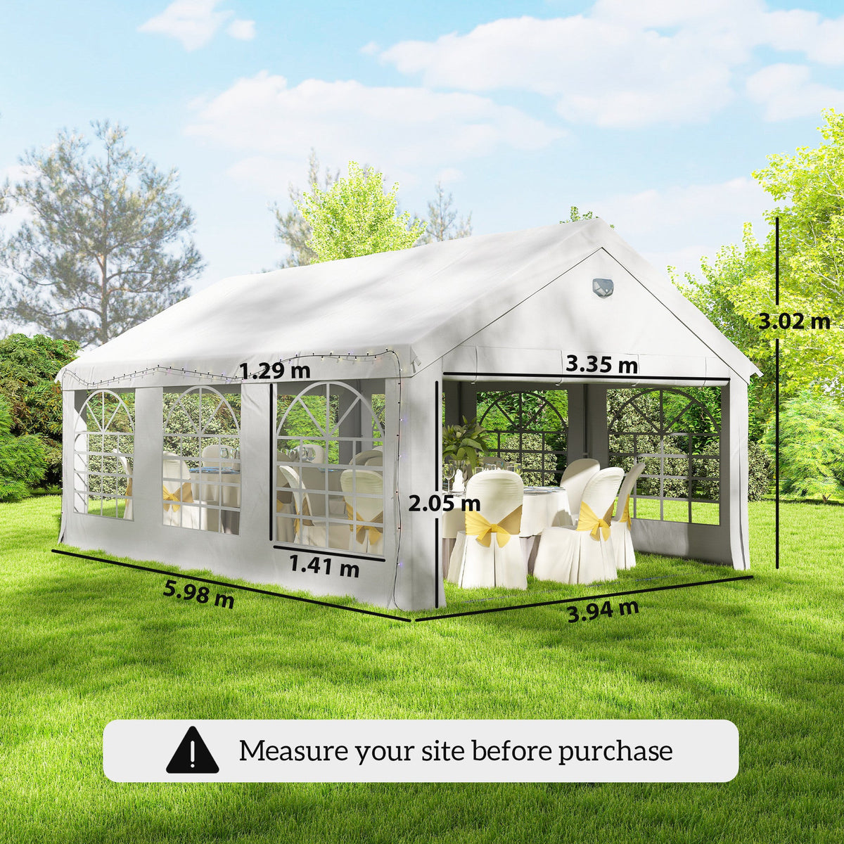 4 x 6 m Gazebo with 4 Removable Sidewalls, White — product view 5