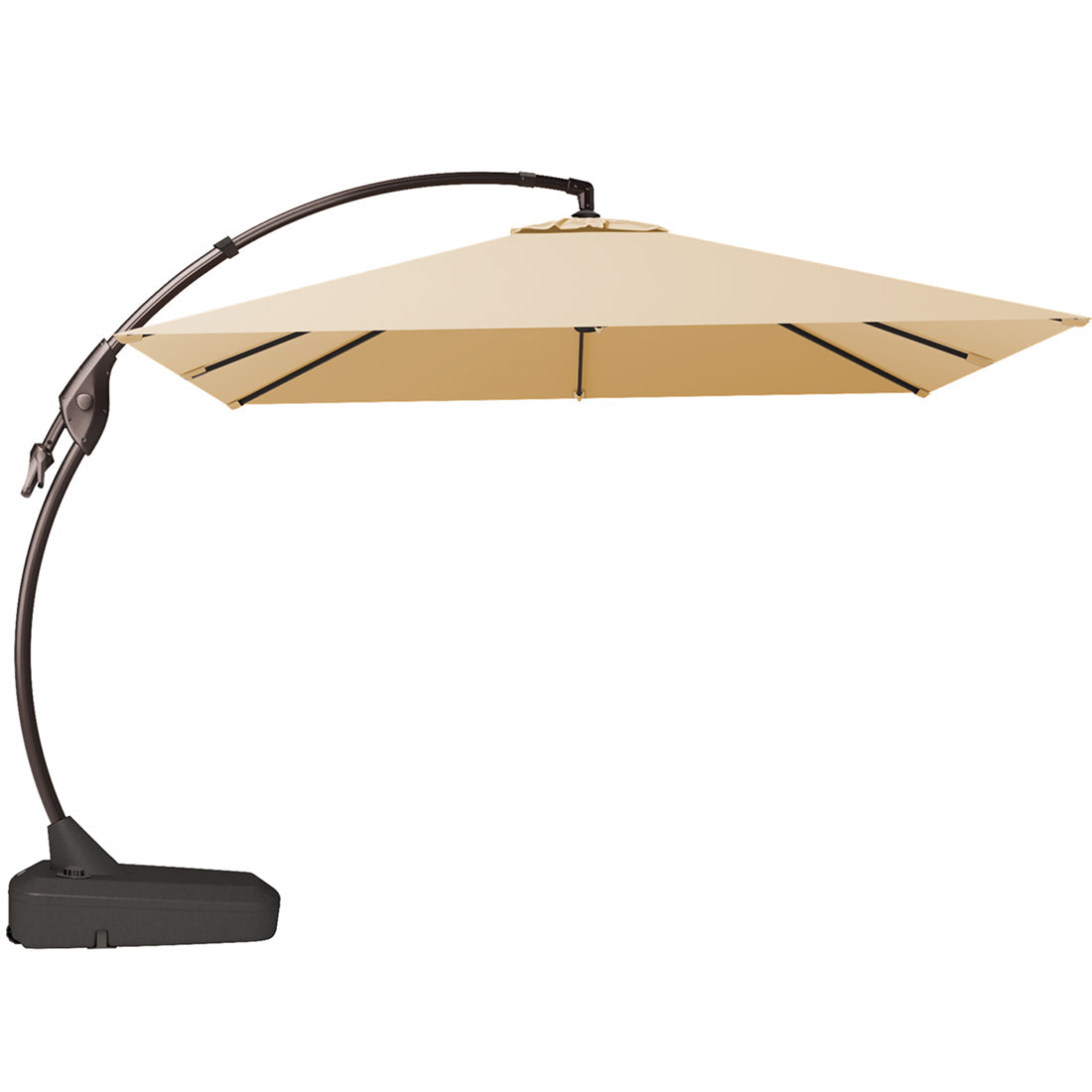 LOUNGE YARD 10x10 FT Square Patio Cantilever Umbrella, Deluxe Curvy Offset Umbrella with Base(No Umbrella Cover) — product view 5