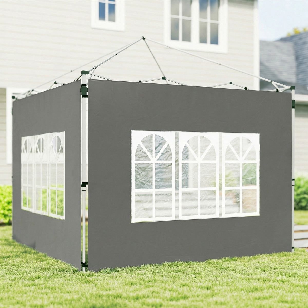 2 Pack Gazebo Side Panels with Window for 3 x 3 m Pop Up Gazebo, Dark Grey — product view 4