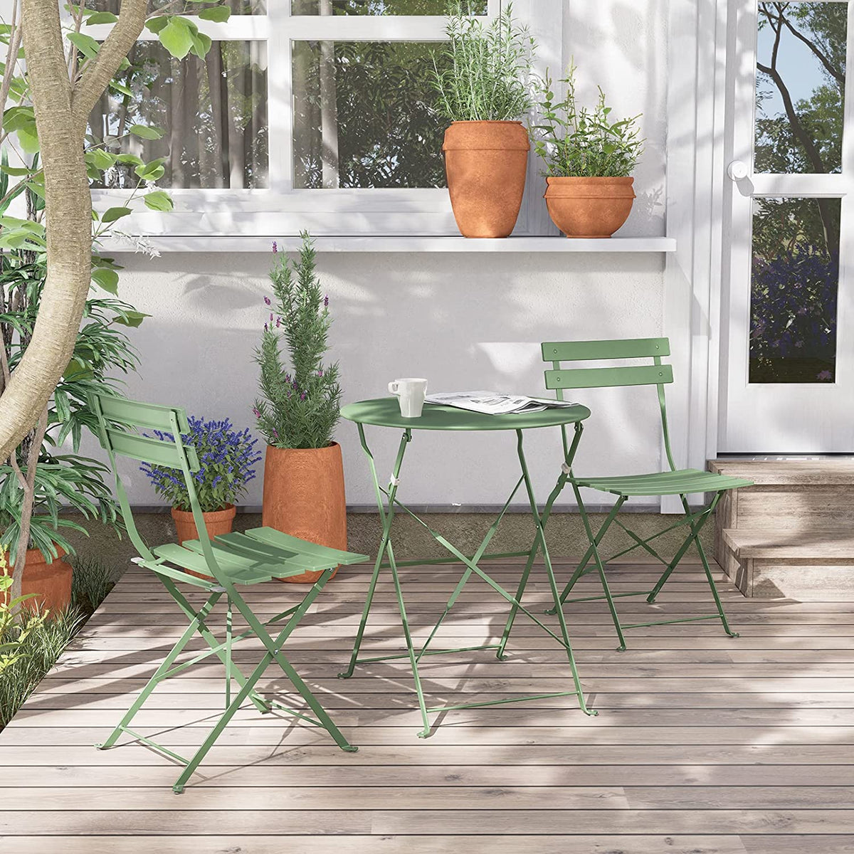 LOUNGE YARD Outdoor Premium Steel 3-Piece Foldable Patio Sets — product view 3