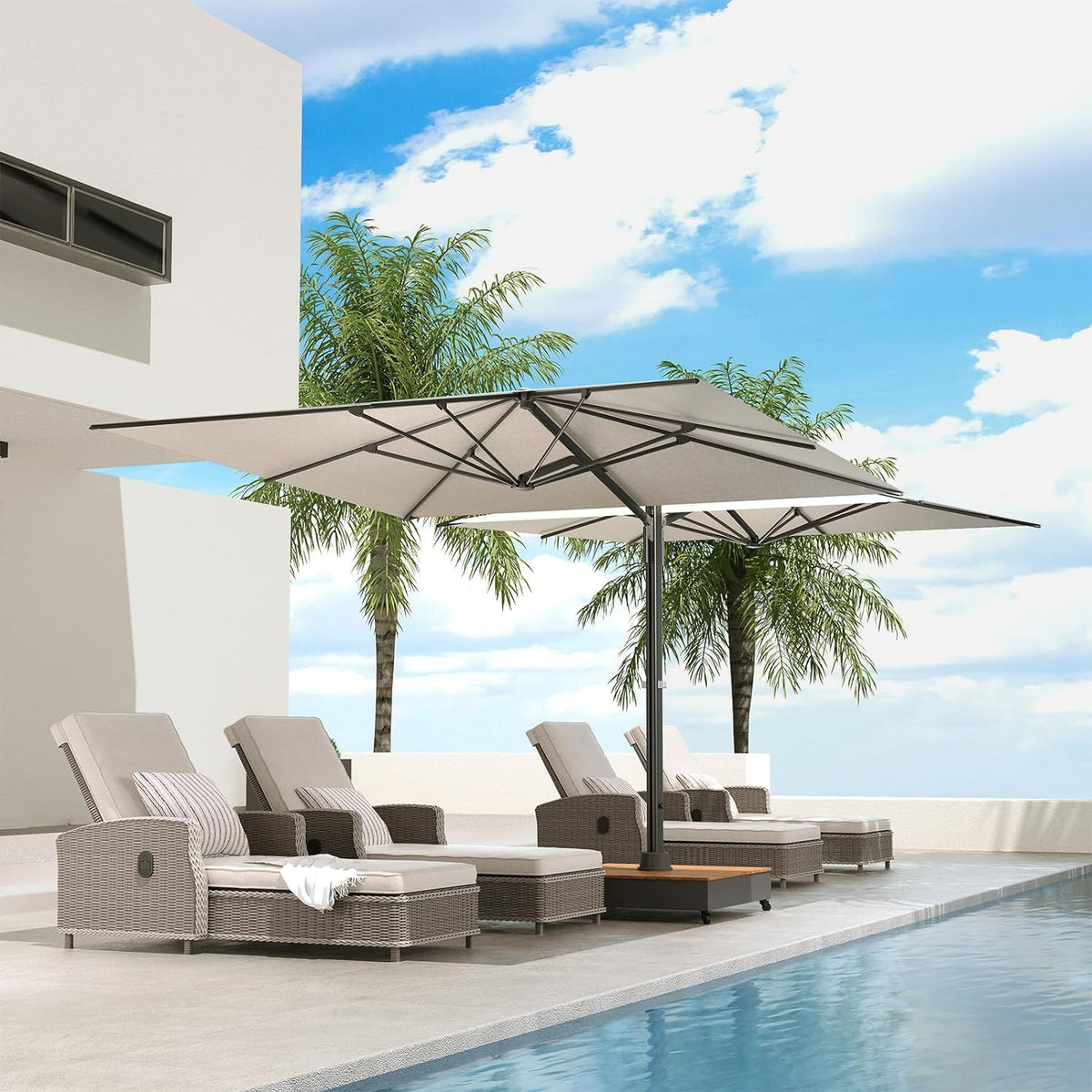 LOUNGE YARD Large Double-Sided Patio Umbrella with Base 10x10 FT with Umbrella Cover — product view 1