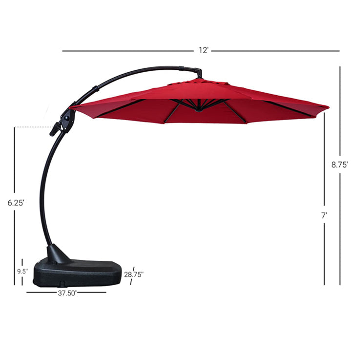 LOUNGE YARD 11 FT 12 FT Cantilever Patio Umbrella with Base, Round Large Offset Umbrellas for Garden Deck Pool — product view 7