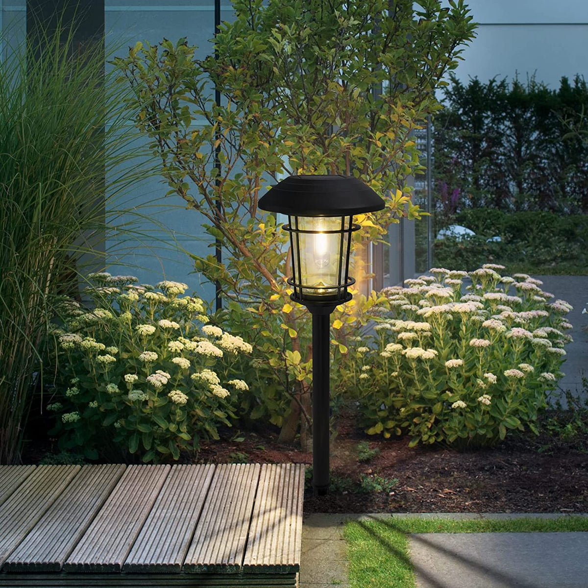 LOUNGE YARD Outdoor Glass Solar Pathway Lights - Aluminum & Steel Frame — product view 3