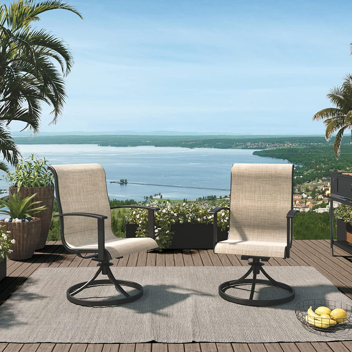 LOUNGE YARD Outdoor Swivel Rocking Patio Dining Chairs Set — product view 4