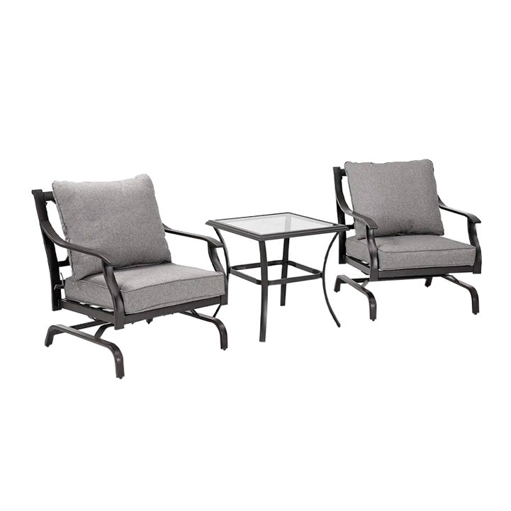 LOUNGE YARD 3 Piece Metal Bistro Rocking Chairs, Indoor Outdoor Chat Set — product view 1