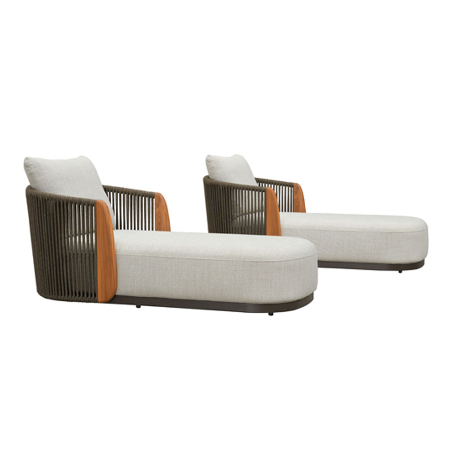 PURPLE LEAF Luxury Hailar Olefin Patio Chaise Lounge Chair , Upholstered Pool Aluminium Lounge Chairs for Outdoor with Teak Armres for Deck, Pool, Lawn, Garden, Courtyard, Porch — product view 1