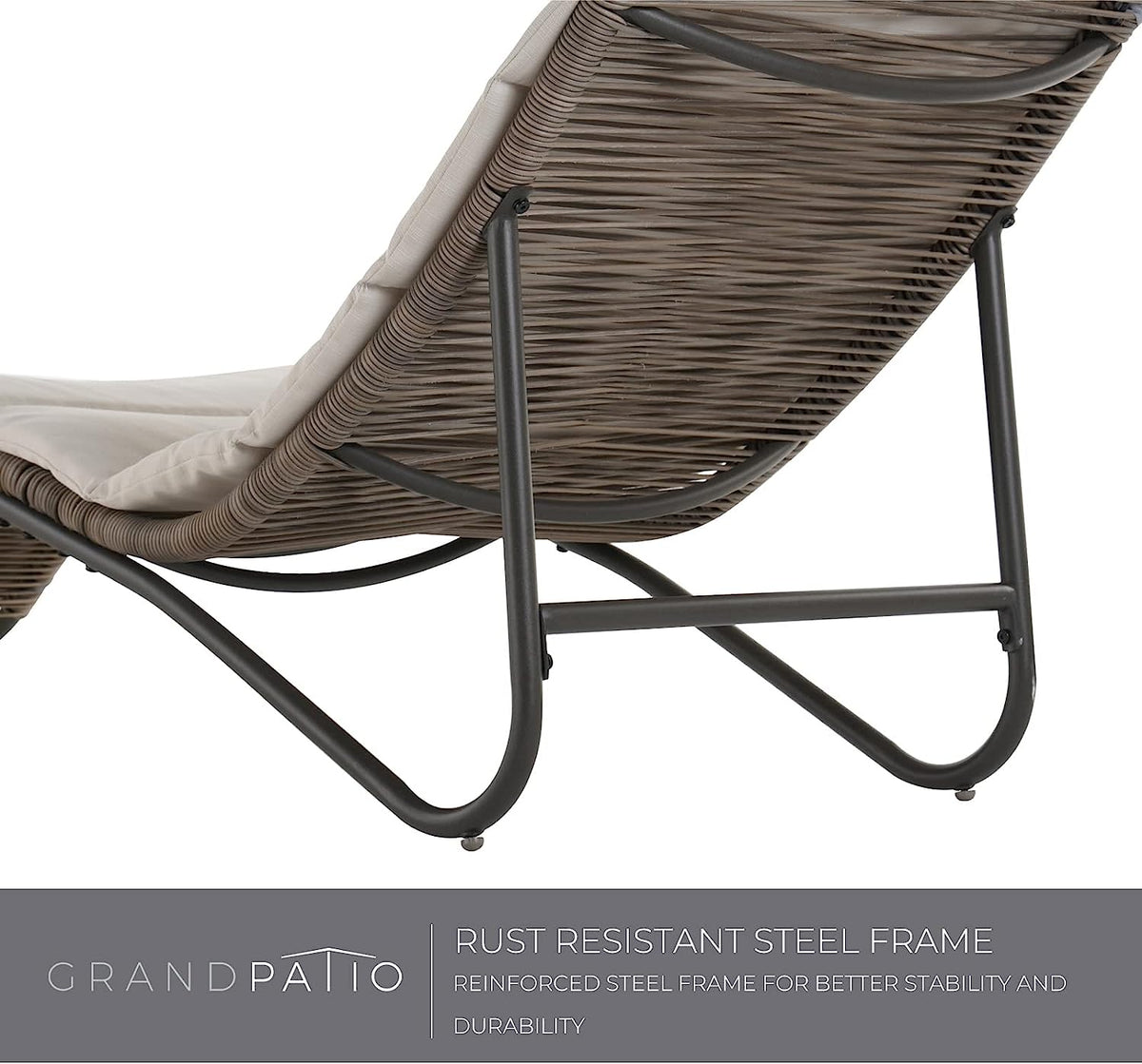 LOUNGE YARD Outdoor Chaise Lounge Sunbathing Chair Lounger with All-Weather Wicker Cushion for Poolside — product view 5