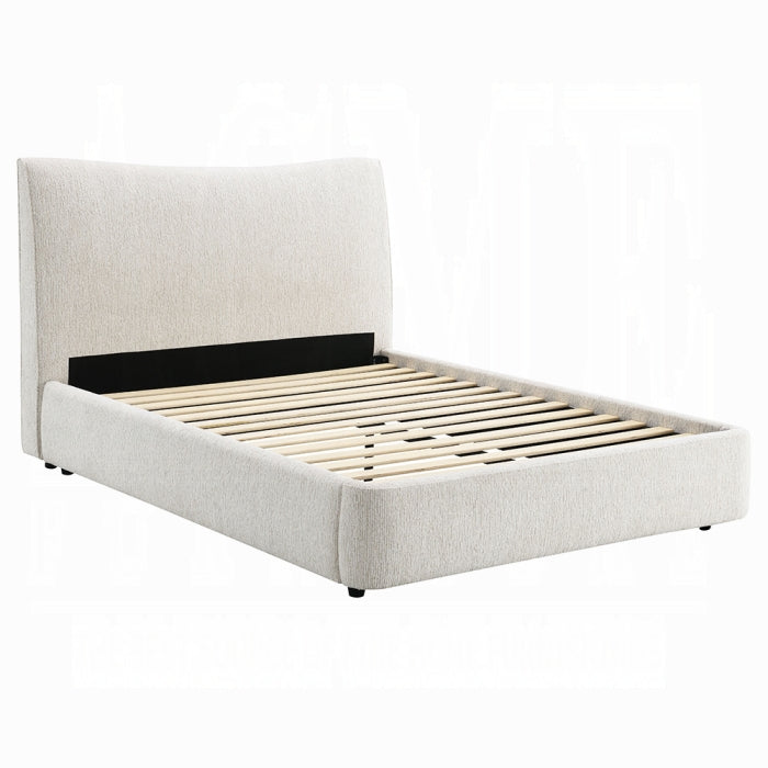 Renee Beige Chenille Fabric Upholstered Queen Platform Bed Set – BD05462Q — product view 2