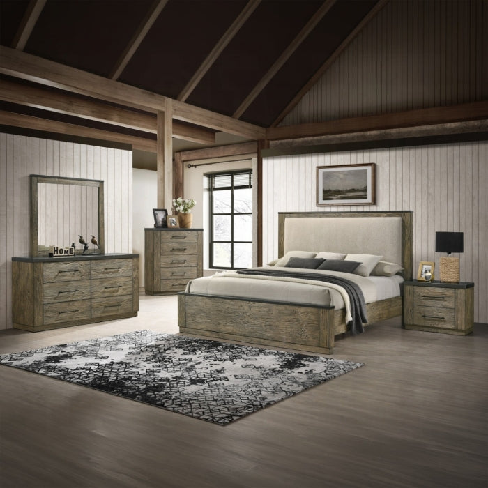 Lance tree bark two tone finish wood queen Bedroom Set – BD06002Q-4PC — product view 1