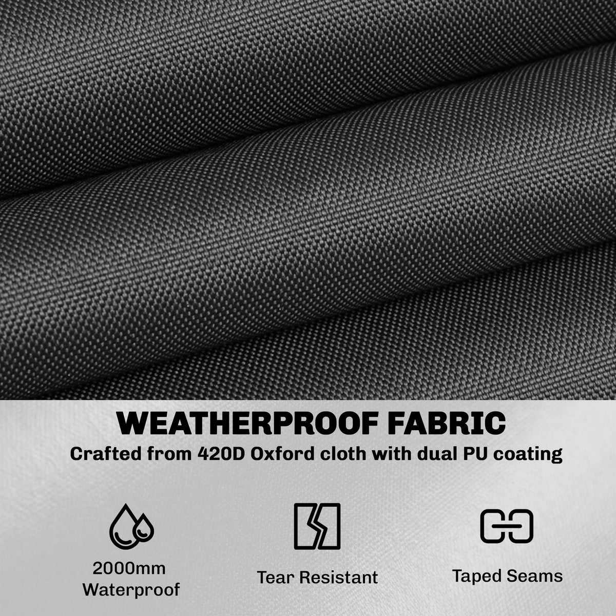 Round Garden Furniture Cover, 420D Oxford, 214 x 70 cm, Black — product view 6