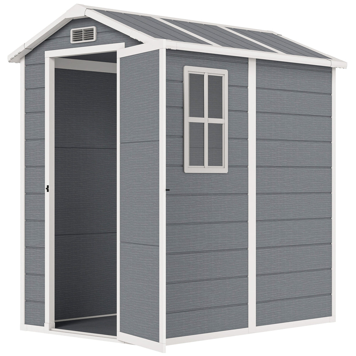 6' x 4' Outdoor Storage Shed with Floor and Lockable Door, Gray — product view 2